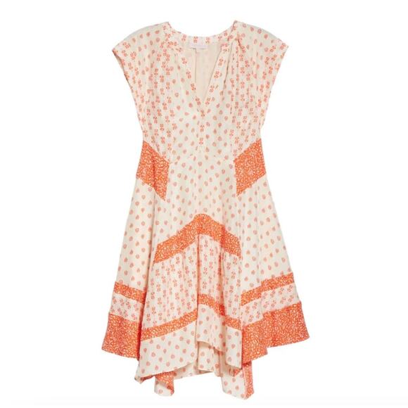 Rebecca Taylor Block Print Mix Silk Dress Size 6 Flawed - Picture 1 of 12